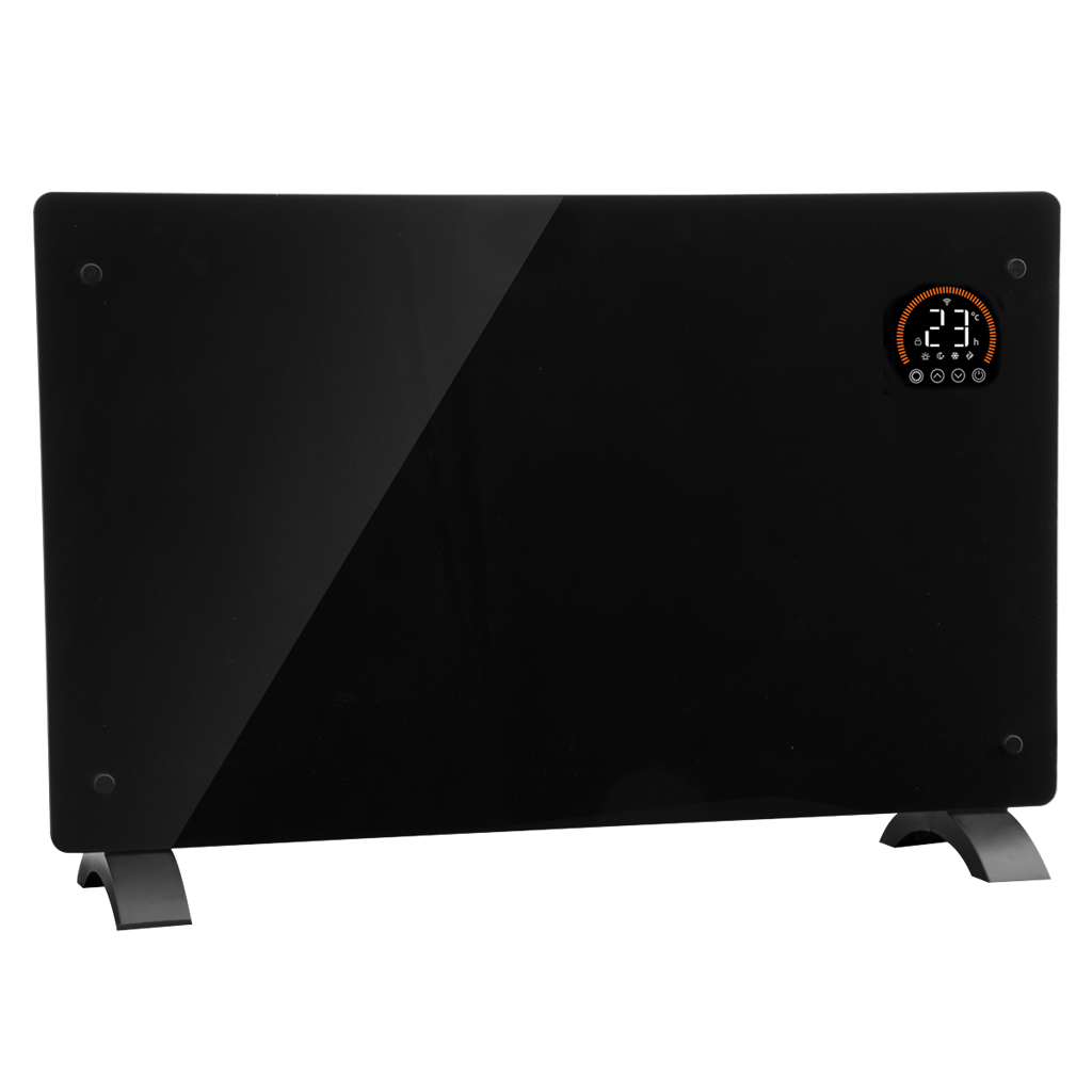 Baridi Electric Glass Panel Heater, 2000W, Thermostat Controlled Radiator with 24Hr 7 Day Timer, Wi-Fi Enabled, Remote Control, Black - DH139