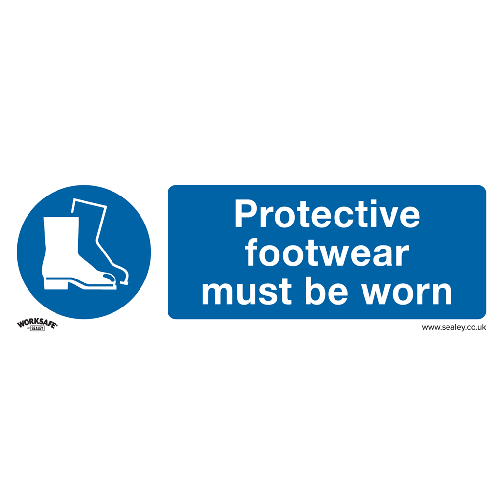 Worksafe&#174; Protective Footwear Must Be Worn Safety Sign, Rigid Plastic - Pack of 10