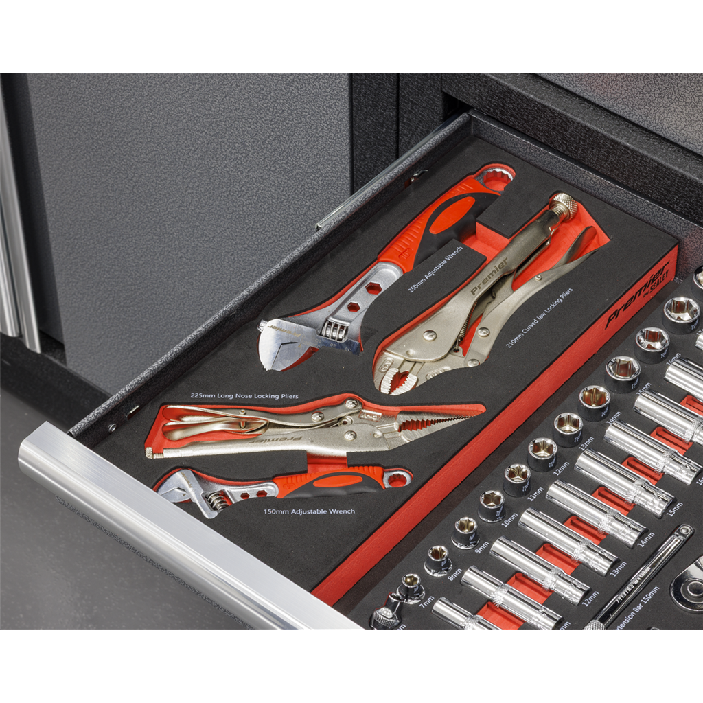 Premier Locking Pliers & Adjustable Wrench Set with Tool Tray 4pc