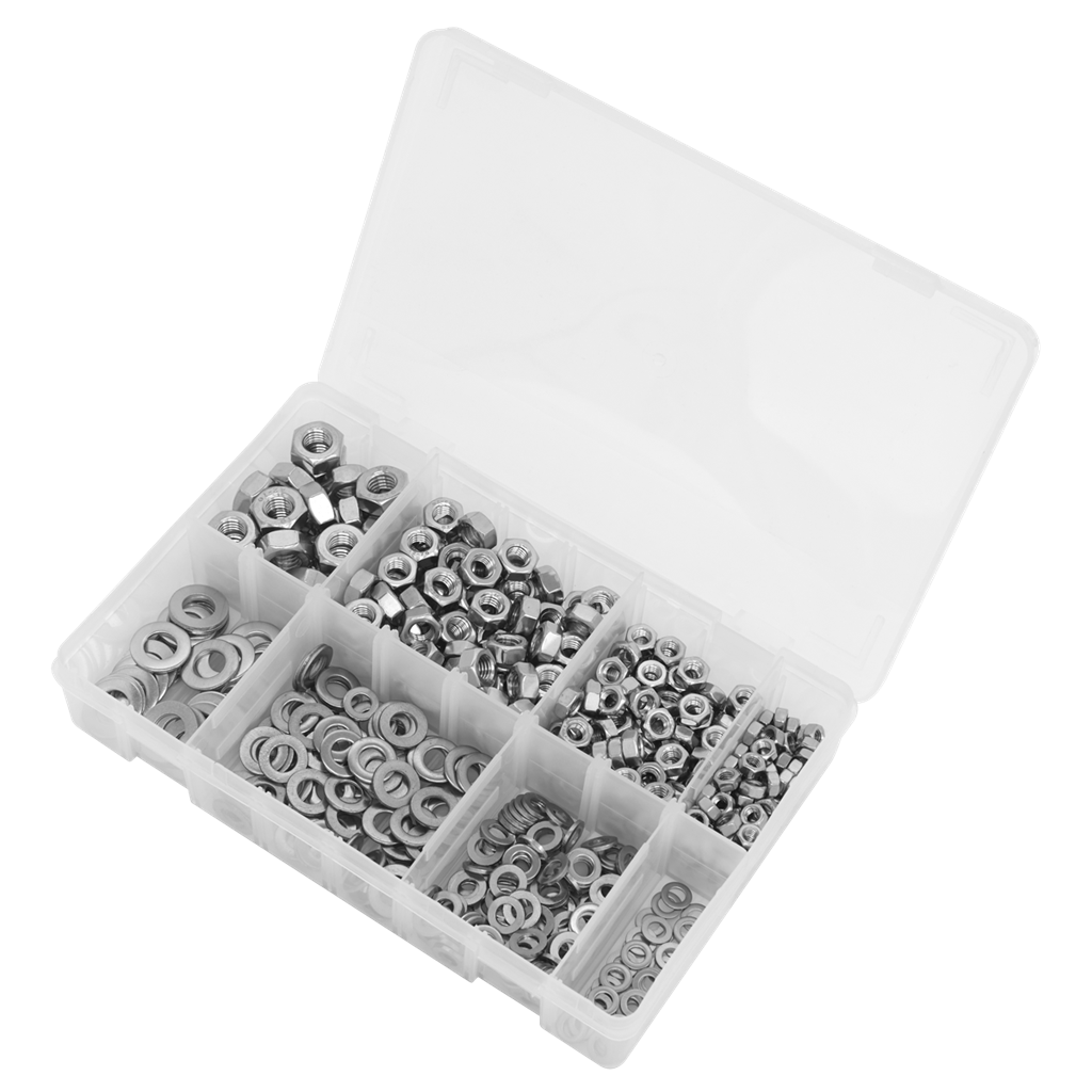 Stainless Steel Nut and Washer Assortment 500pc M5-M10
