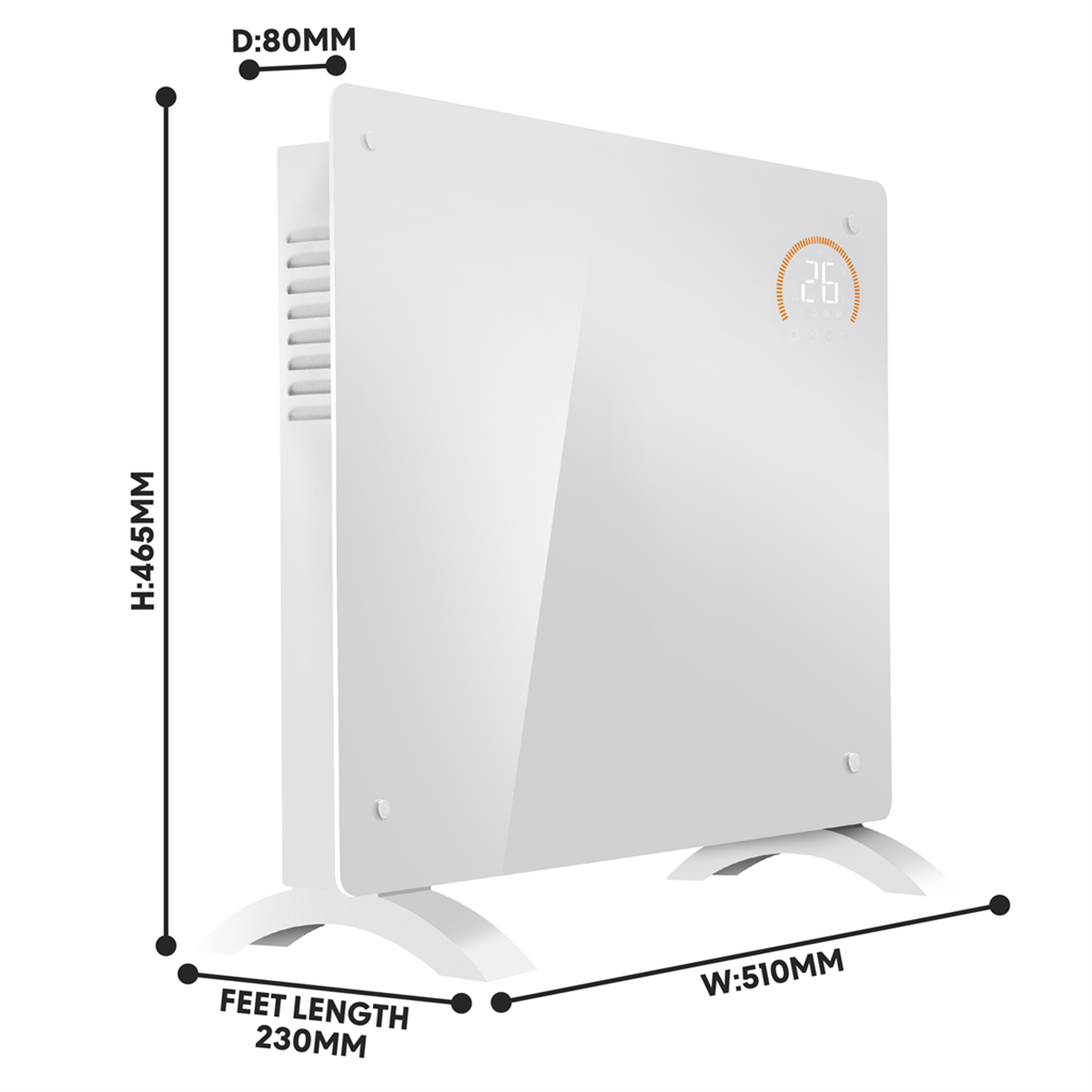 Baridi, Electric Glass Panel Heater 1000W/230V - DH136