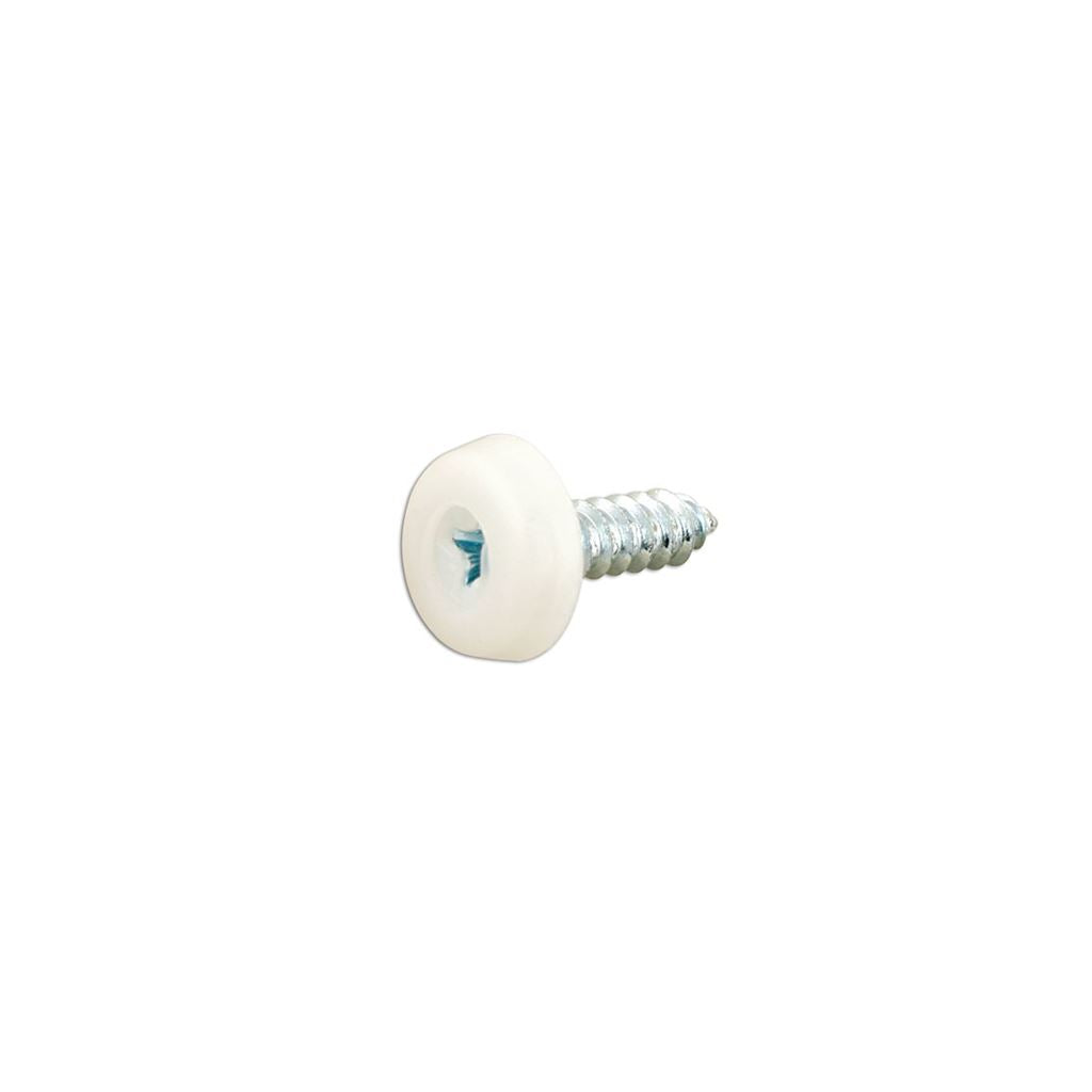 Number Plate Screws - White Polytop - 4.8mm x 18.0mm - Pack Of 100 - No.10