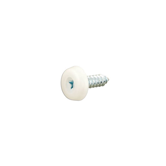 Number Plate Screws - White Polytop - 4.8mm x 18.0mm - Pack Of 100 - No.10