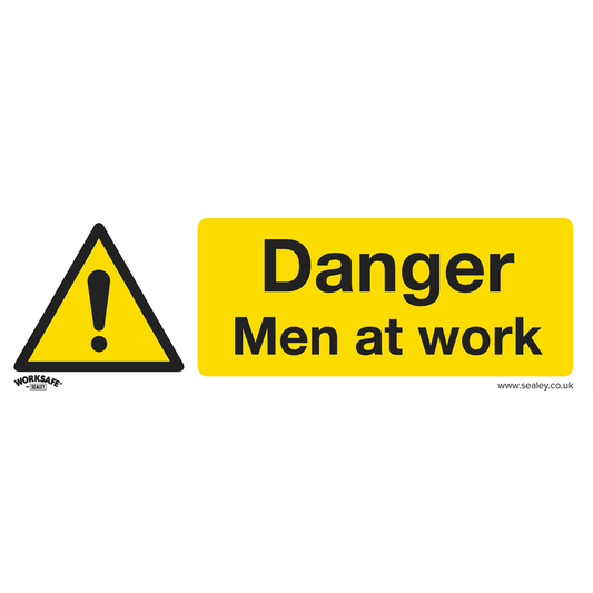 Worksafe&#174; Danger Men At Work Safety Sign, Self-Adhesive Vinyl - Pack of 10