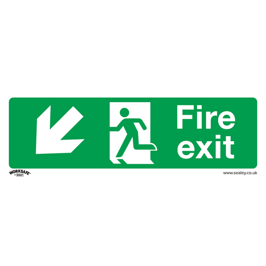 Worksafe&#174; Fire Exit (Down Left) Safety Sign - Rigid Plastic