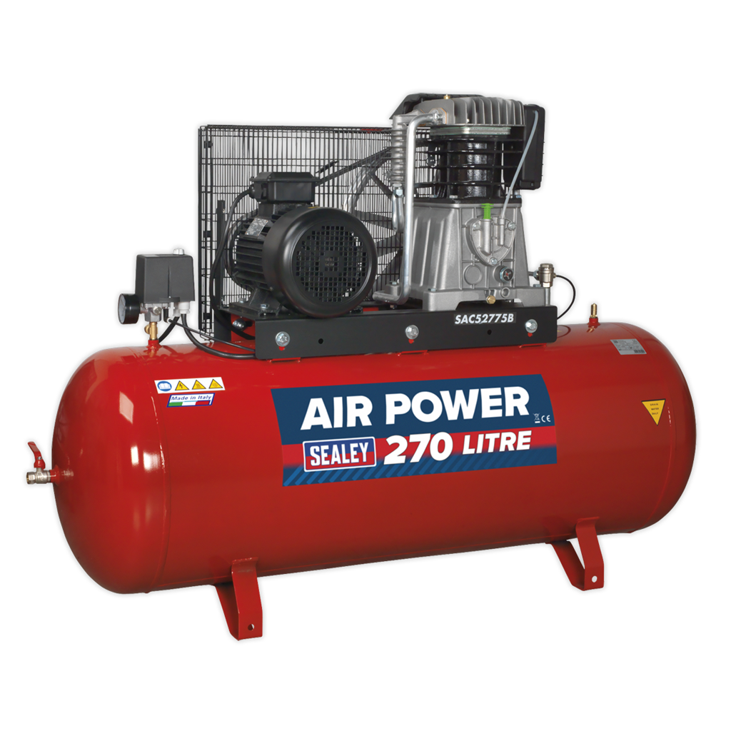 270L Belt Drive Air Compressor with Cast Cylinders 7.5hp 2-Stage