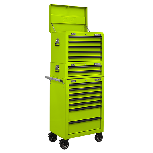 Topchest, Mid-Box & Rollcab Combination 14 Drawer with Ball-Bearing Slides - Green