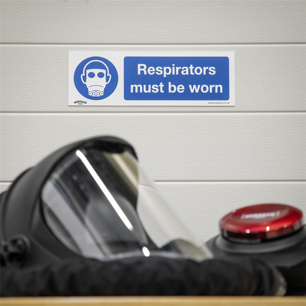 Worksafe&#174; Respirators Must Be Worn Safety Sign, Self-Adhesive Vinyl - Pack of 10