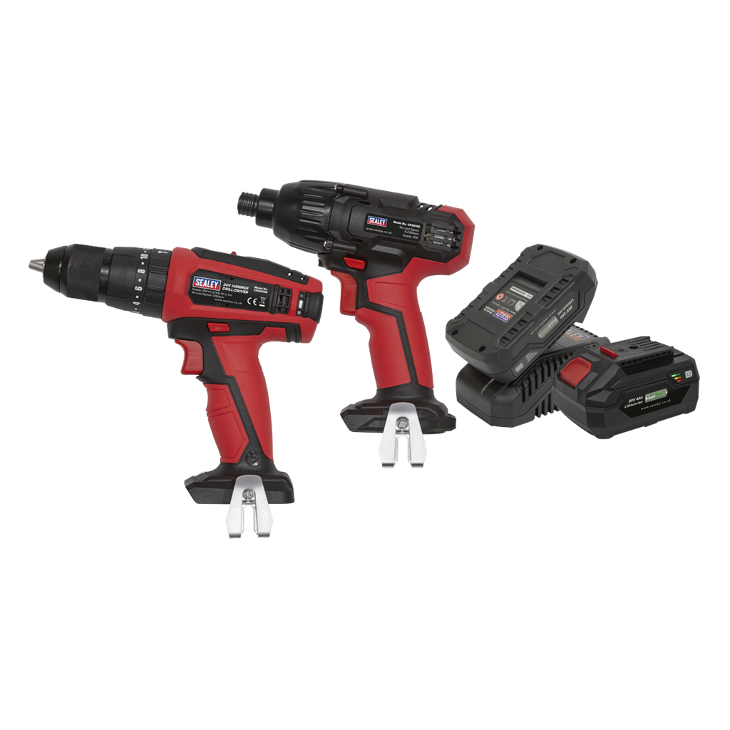 2 x SV20 Series Cordless 13mm Combi Drill & 1/4"Hex Drive Impact Driver Combo Kit 20V - 2 Batteries