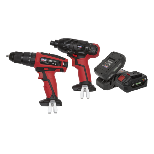 2 x SV20 Series Cordless 13mm Combi Drill & 1/4"Hex Drive Impact Driver Combo Kit 20V - 2 Batteries