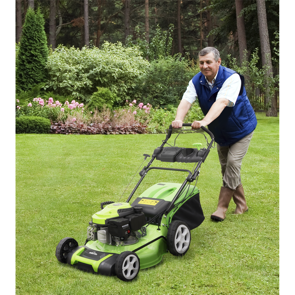 Dellonda Self-Propelled Petrol Lawnmower Grass Cutter with Height Adjustment & Grass Bag 144cc 18"/46cm 4-Stroke Engine