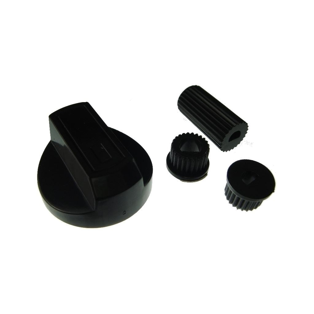 Universal Black Cooker, Oven & Grill Control Knob with 3 Adaptors – Fits All Gas & Electric Models by Ufixt