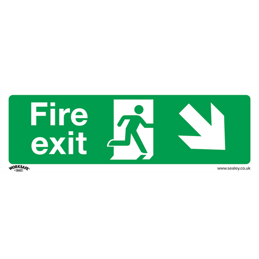 Worksafe&#174; Fire Exit (Down Right) Safety Sign, Rigid Plastic - Pack of 10