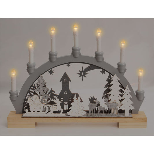 Xmas Haus Battery Powered Wooden Festive Candle Bridge