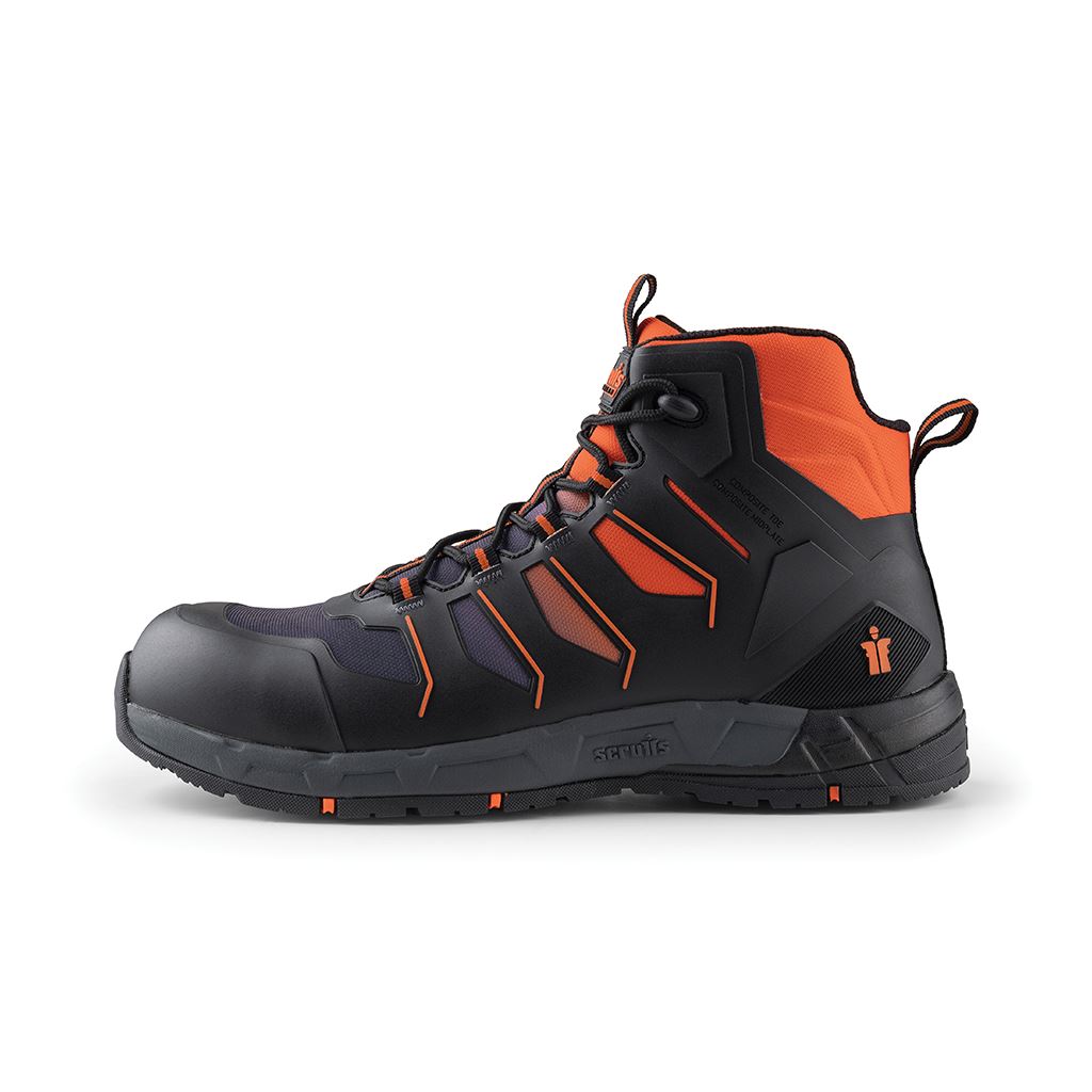 Scruffs Glide Safety Boot Black / Orange - Size 7 / 41