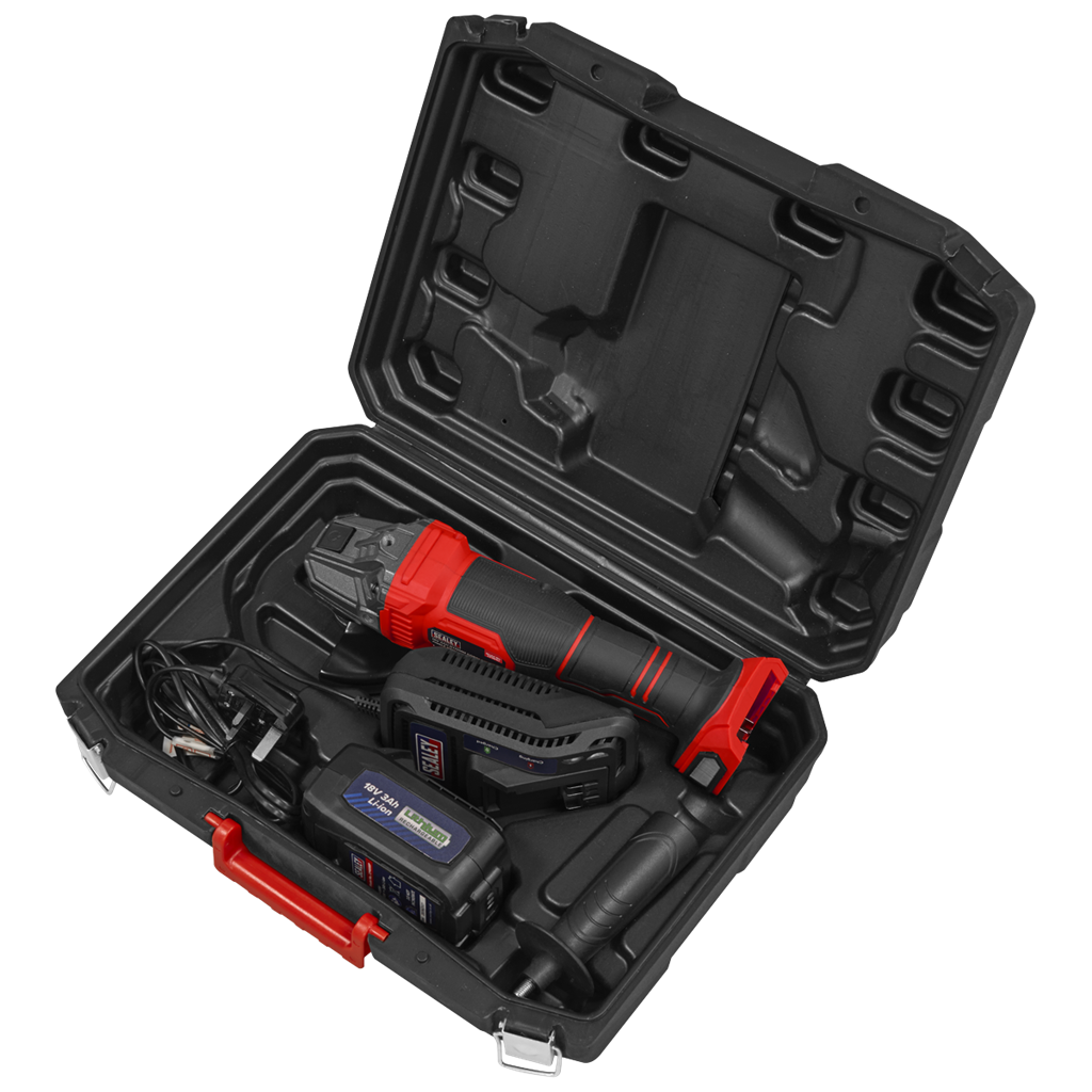 115mm Cordless Angle Grinder 18V 3Ah - Red