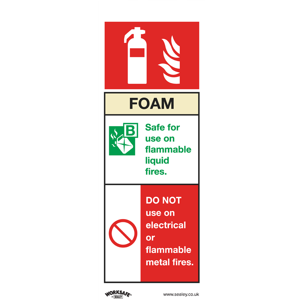 Worksafe&#174; Foam Fire Extinguisher Safety Sign, Self-Adhesive Vinyl - Pack of 10