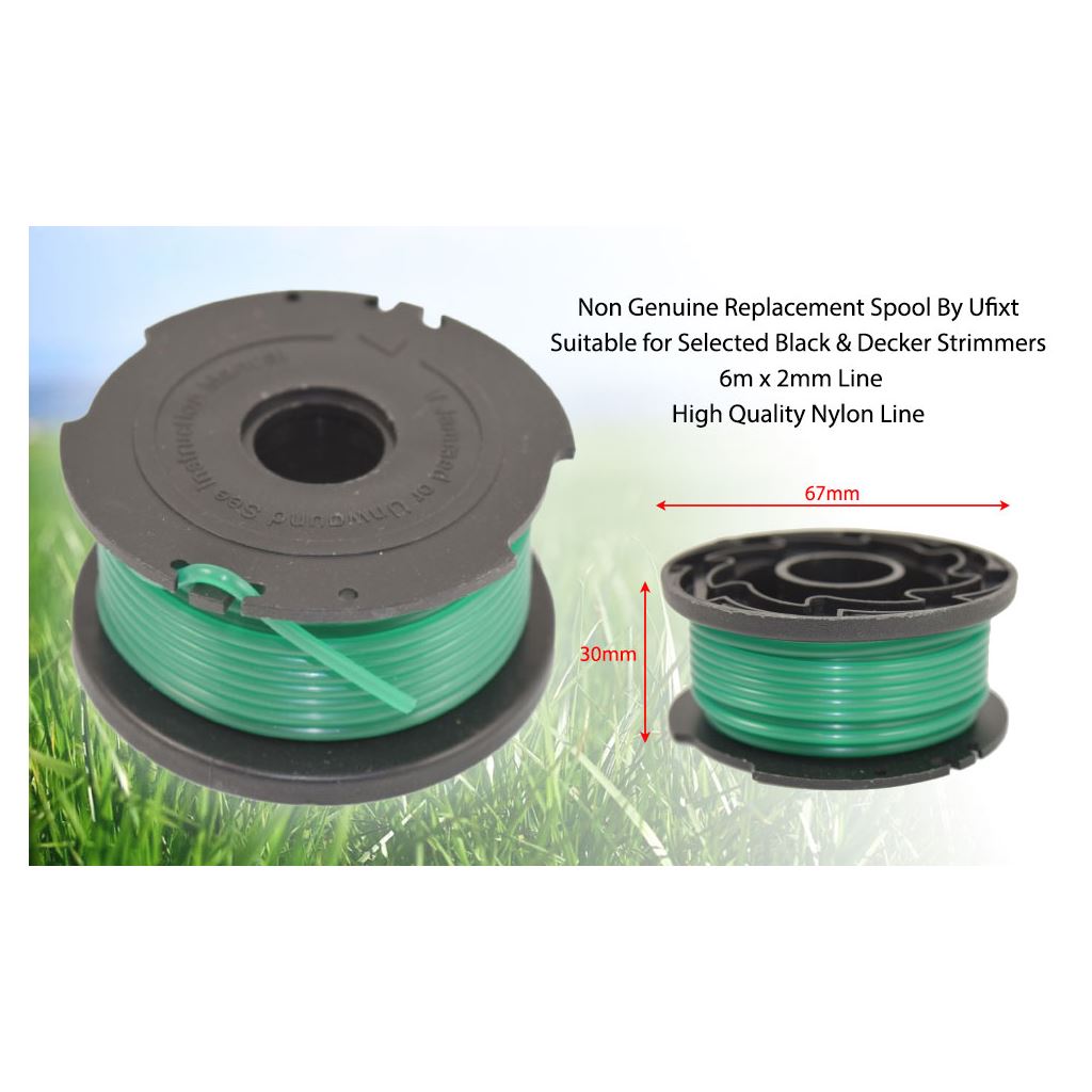 Black & Decker-Type Strimmer Spool & Line - 6 m &#215; 2 mm Single Line | Compatible Replacement SF-080 | Ufixt