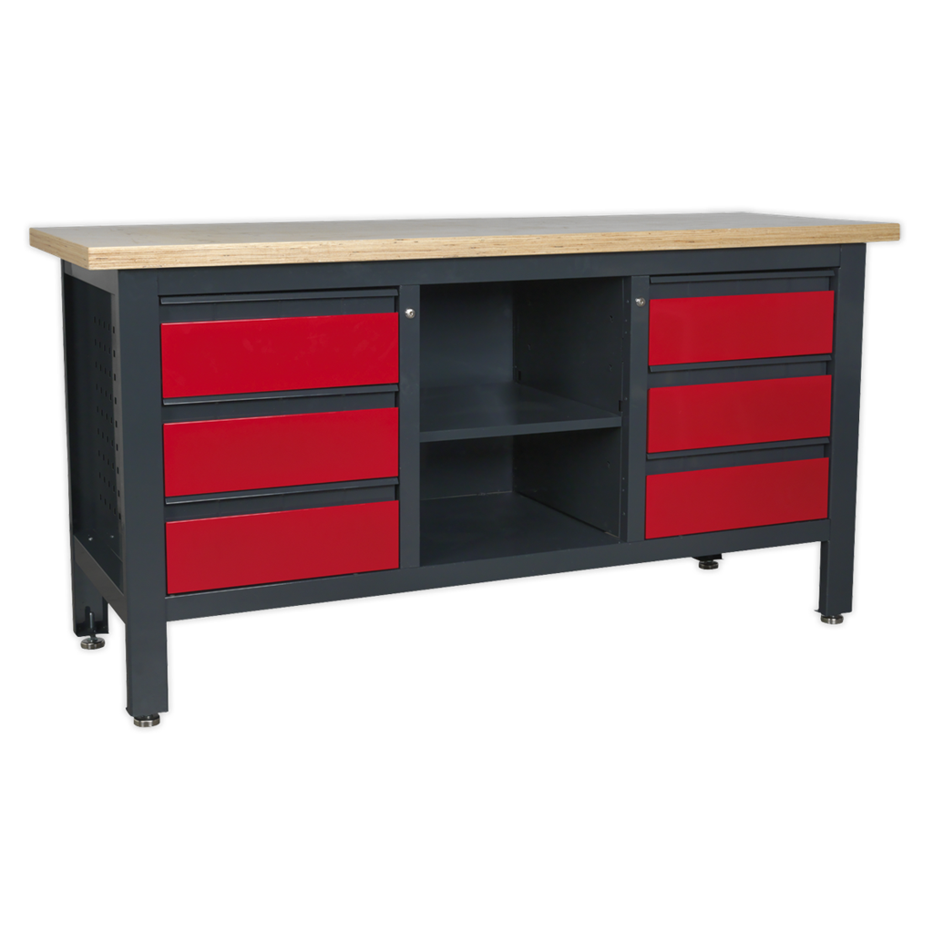 Workbench with 6 Drawers & Open Storage