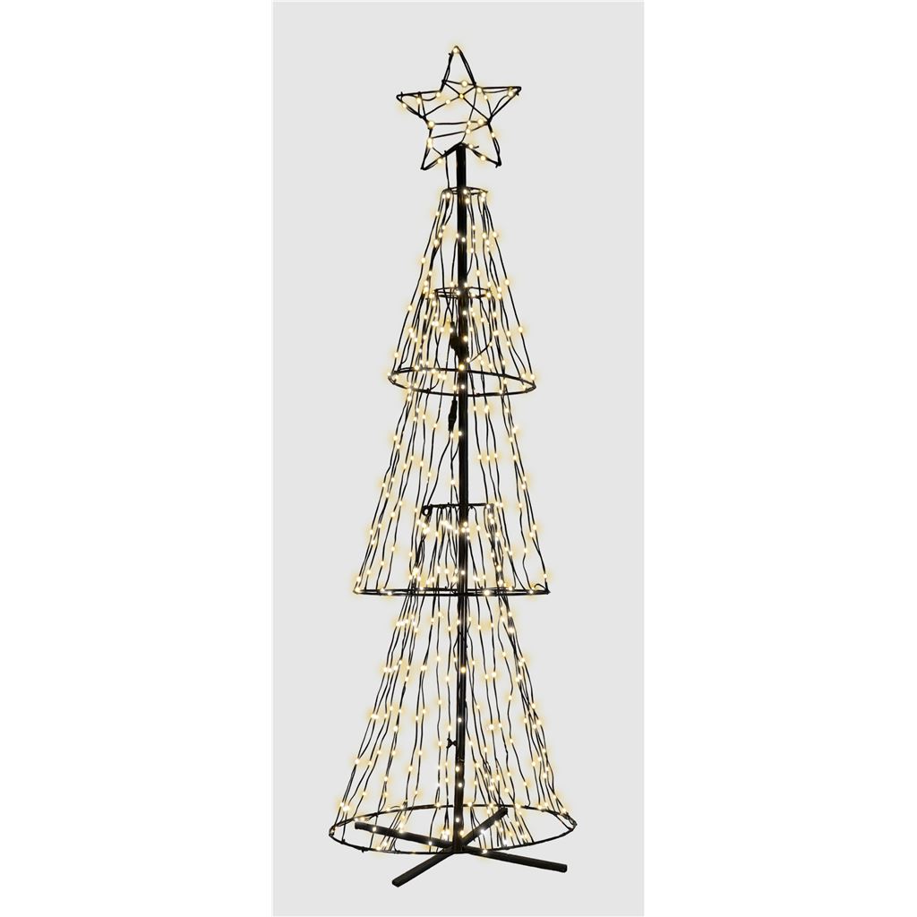 Xmas Haus Pre Lit 3D Christmas Tree with Warm White LEDs, 8 Programmes and Star Top