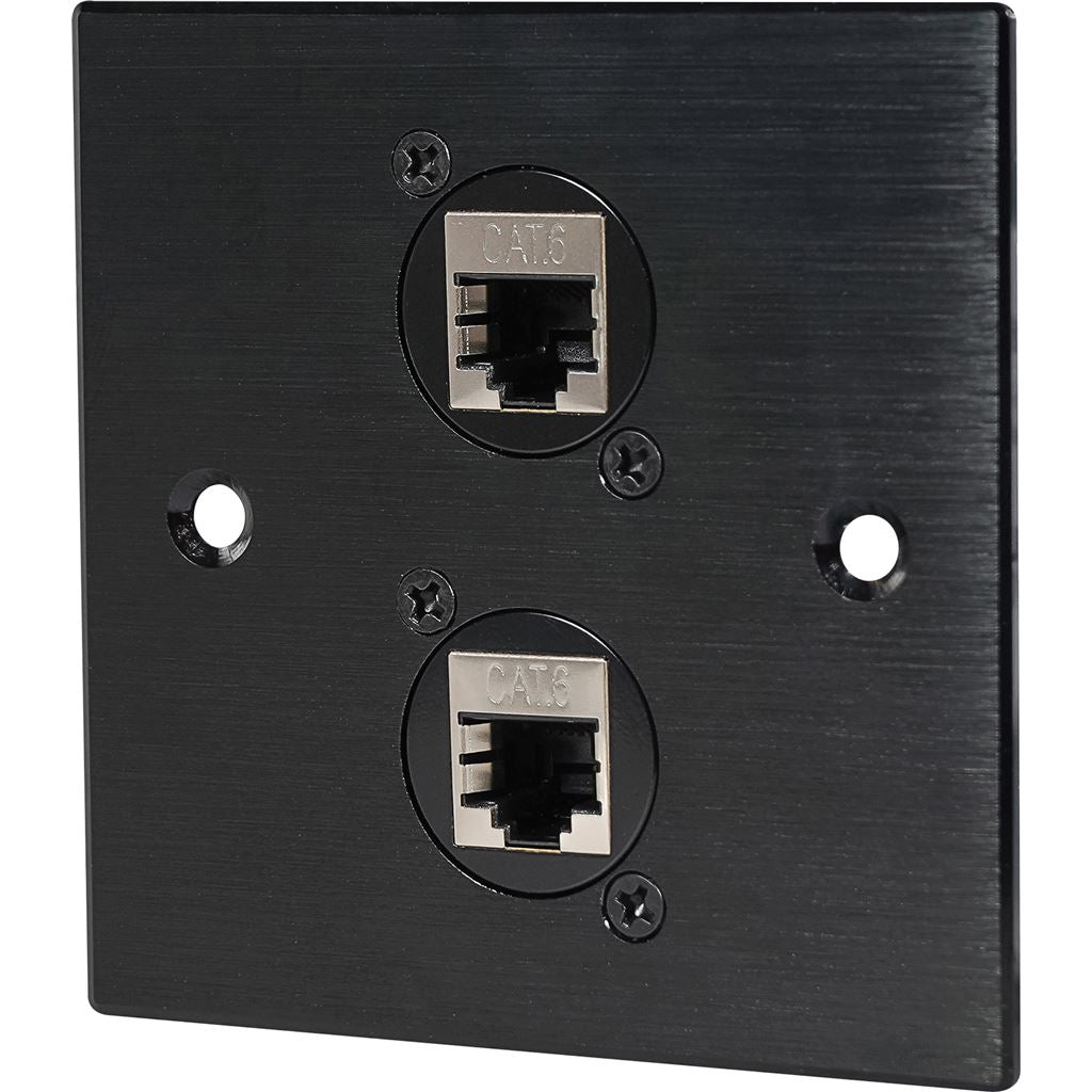 2 x Cat 6 Socket Wall Plate Metal