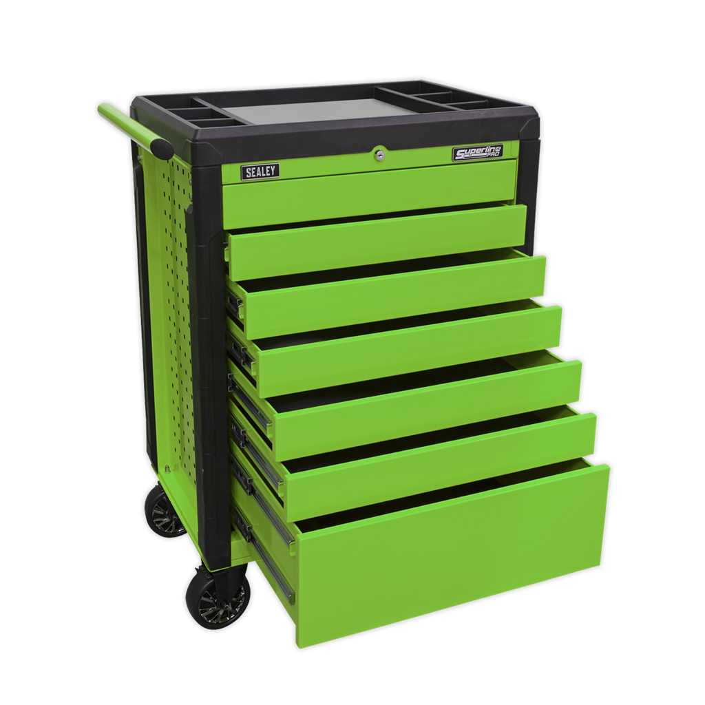 Rollcab 7 Drawer Push-To-Open - Green