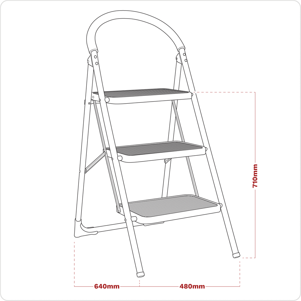 3-Tread Step Stool 150kg Capacity - EN 14183