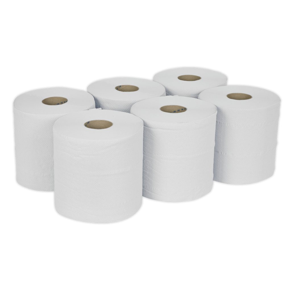 2-Ply Embossed White Paper Roll 150m - Pack of 6