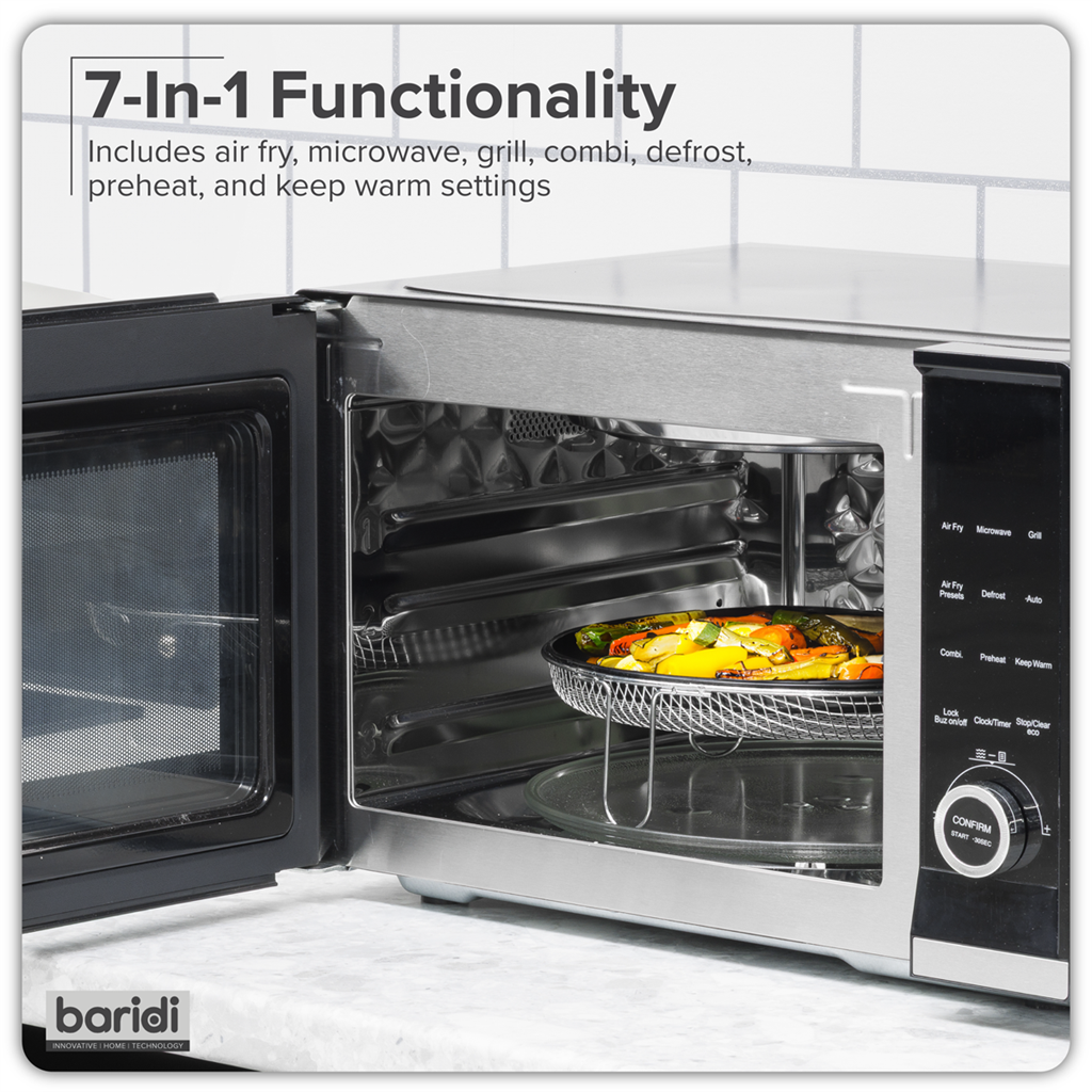 Baridi 7-in-1 Air Fryer Microwave & Grill, 28L Capacity - Black
