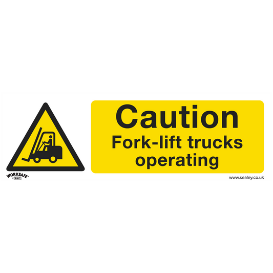 Worksafe&#174; Caution Fork-Lift Trucks Safety Sign - Self-Adhesive Vinyl