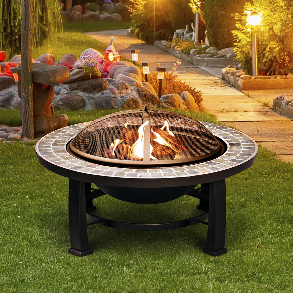 Dellonda 76cm Deluxe Traditional Style Fire Pit/Fireplace/Outdoor Heater - Slate