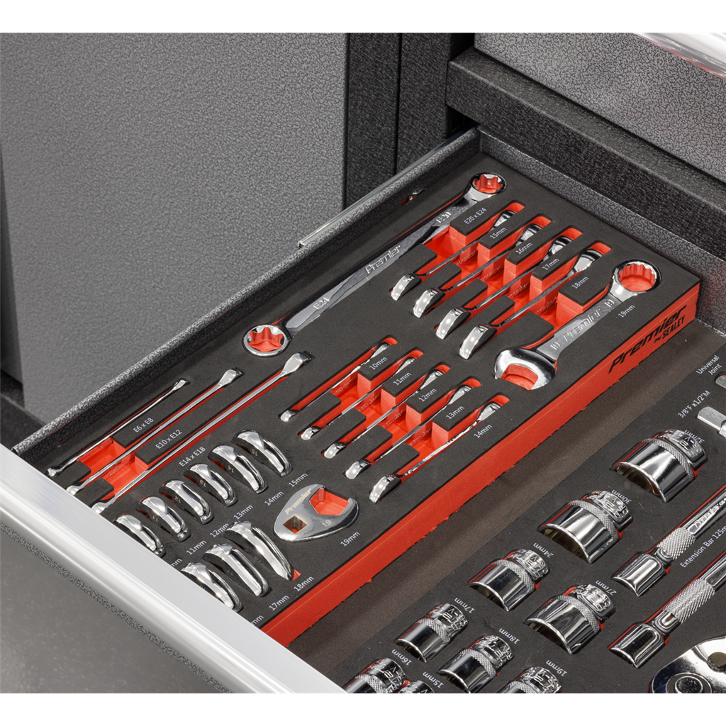 Premier Stubby Combination, TRX-Star* & Crow&#39;s Foot Spanner Set with Tool Tray 24pc