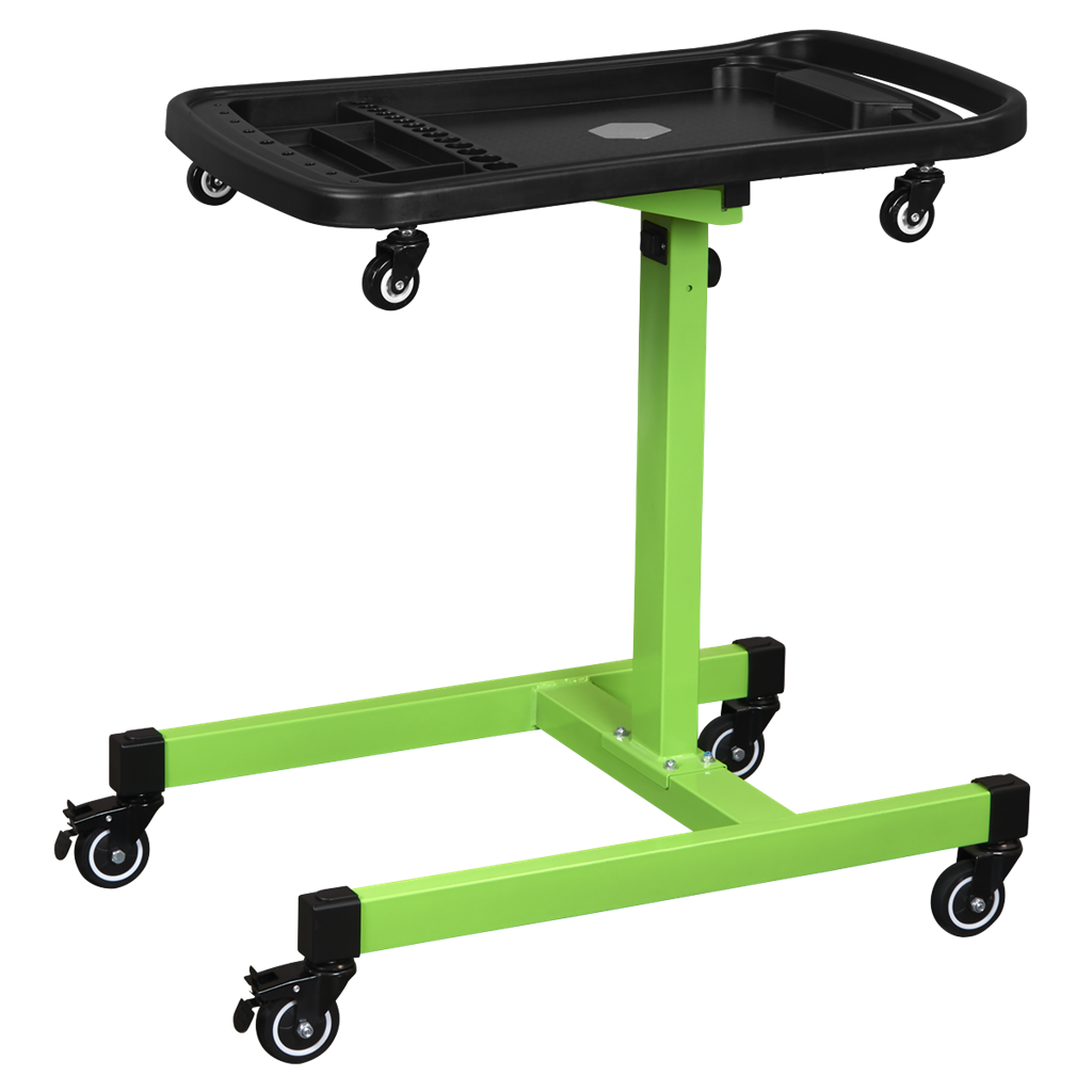 Adjustable-Height Mobile Workstation with Removable Top Tray