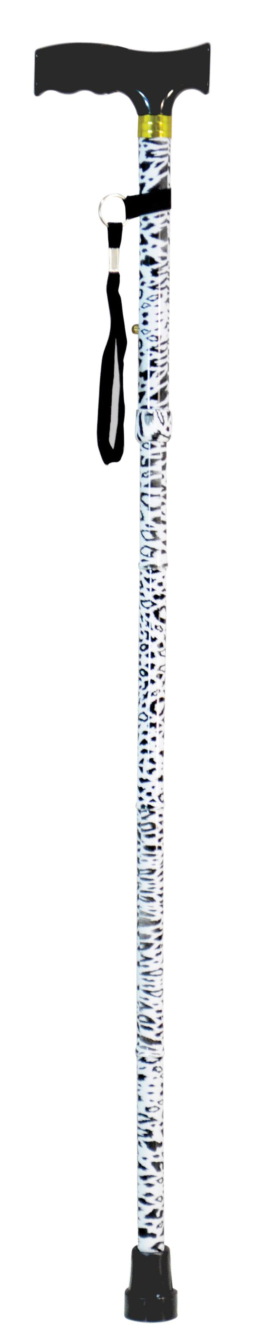 Folding Extendable plastic handled patterned walking stick