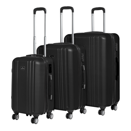 Dellonda 3-Piece Lightweight Luggage Suitcase Trolley Set ABS TSA Lock Black - DL11