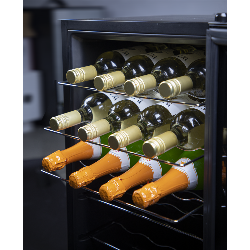 Baridi 28 Bottle Wine Fridge with Digital Touchscreen Controls & LED Light, Black - DH10