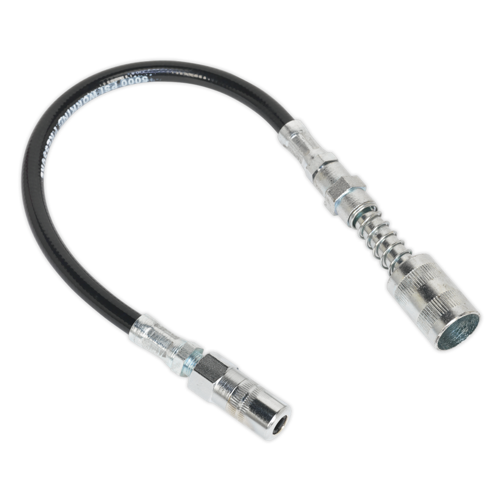 Flexible Rubber Grease Gun Delivery Hose with 4-Jaw Connector & Quick Release Coupling 300mm
