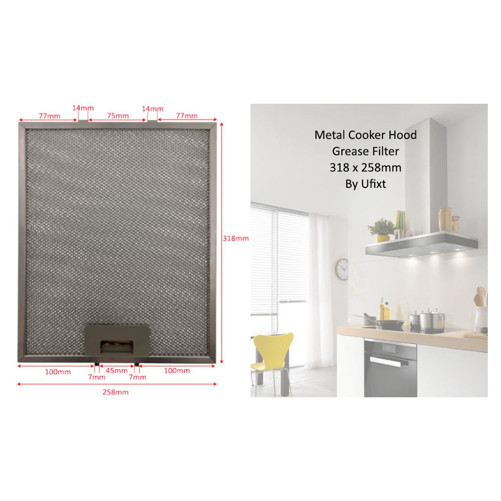 Universal Metal Cooker Hood Grease Filter 258mm x 318mm | Compatible Replacement by Ufixt