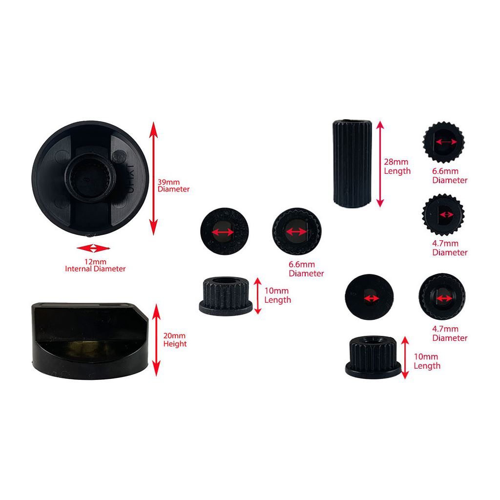 Universal Cooker Oven Grill Control Knobs and Adaptors Black Fits All Gas & Electric x8 | Ufixt Compatible