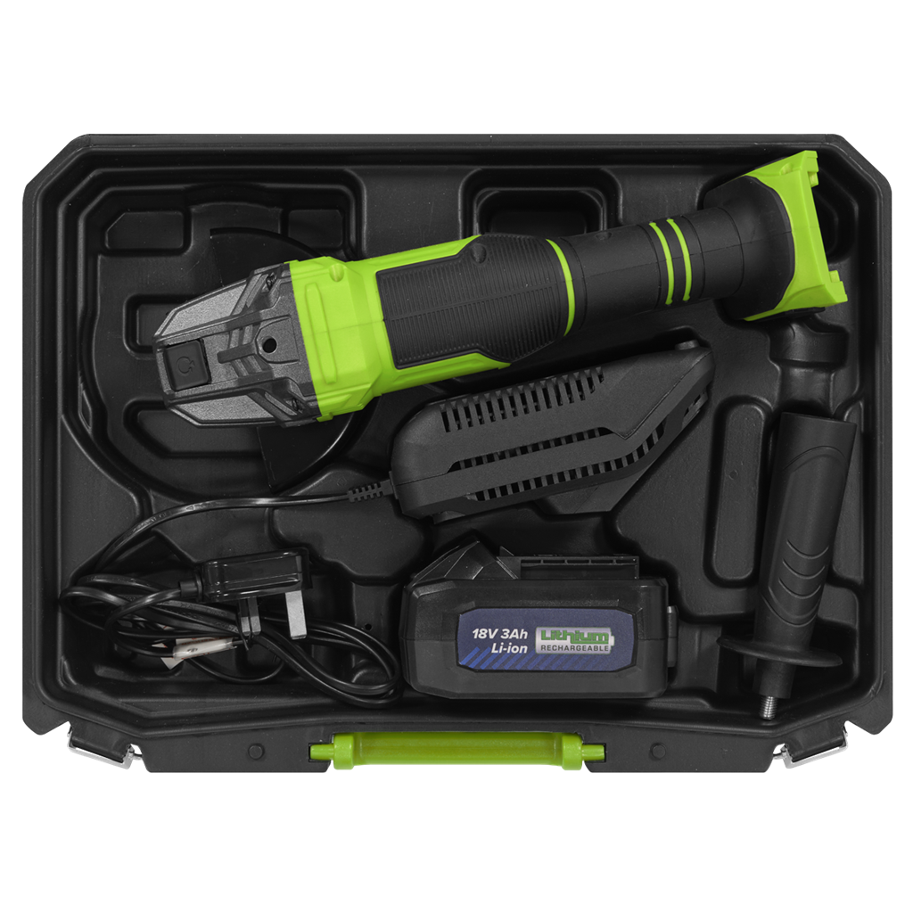 18V 3Ah 115mm Cordless Angle Grinder - Green