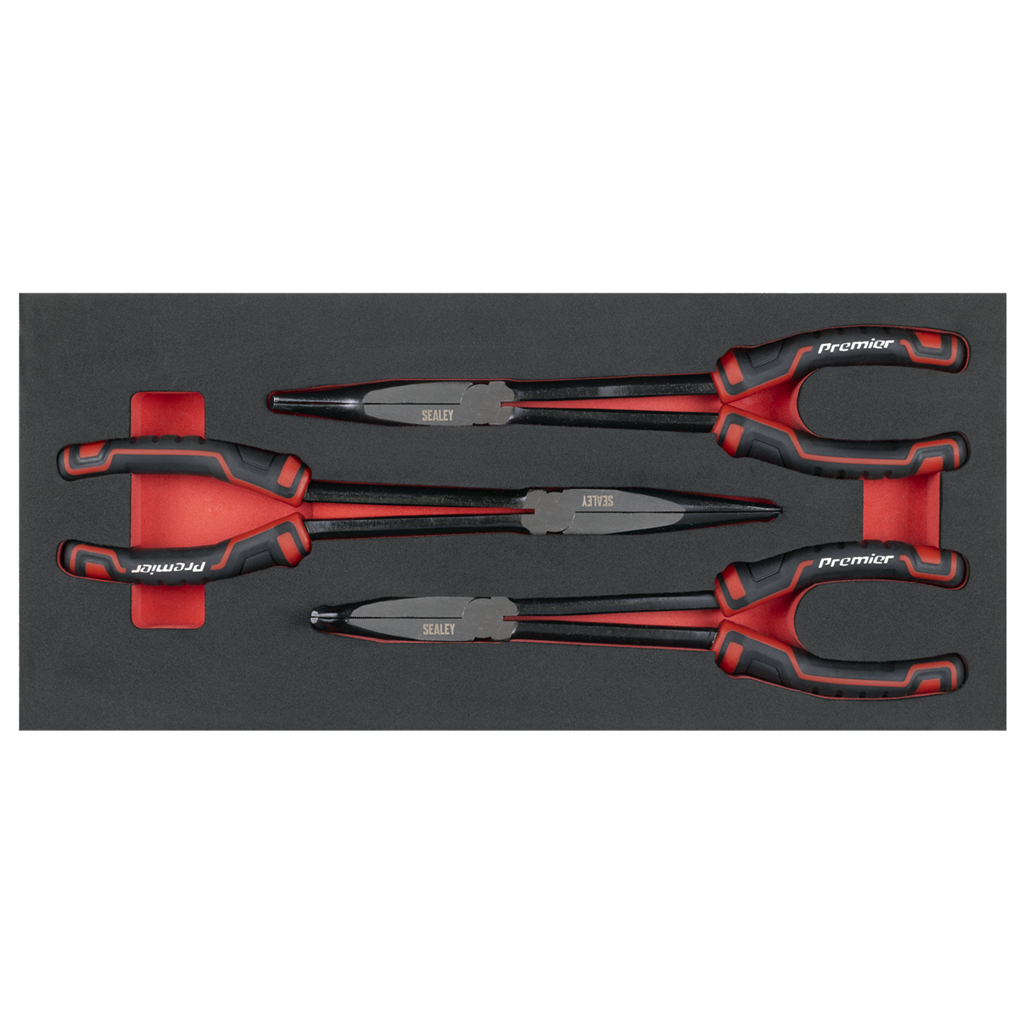Premier Long Needle Nose Pliers Set with Tool Tray 3pc
