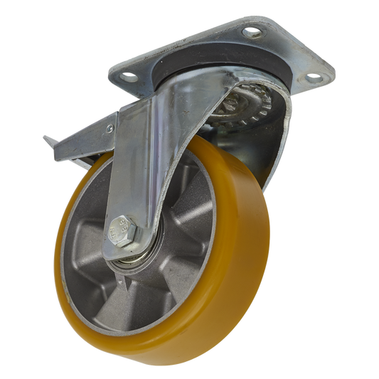 160mm Castor Wheel with Swivel Plate & Total Lock