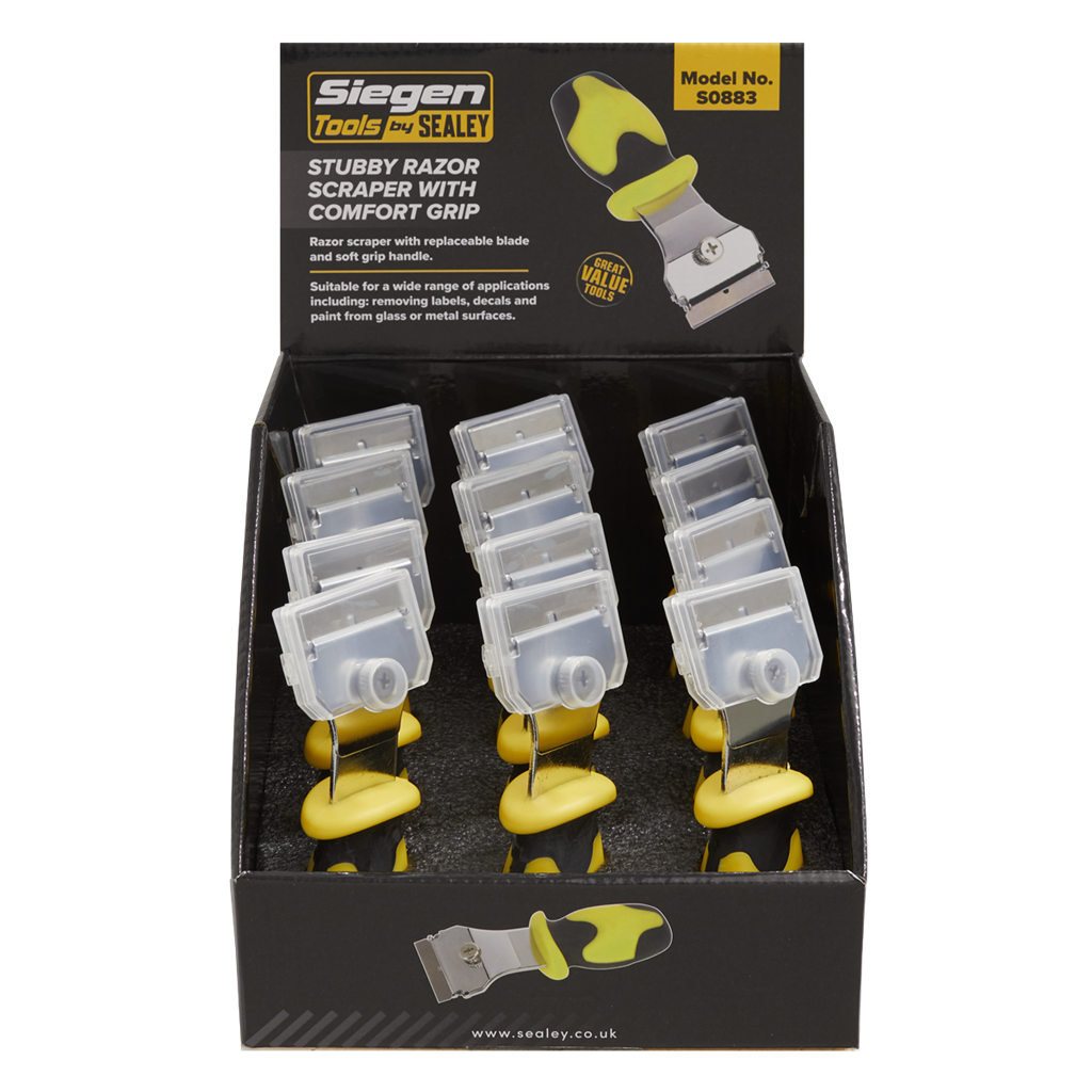 Siegen Razor Scraper with Comfort Grip - Display Box of 12