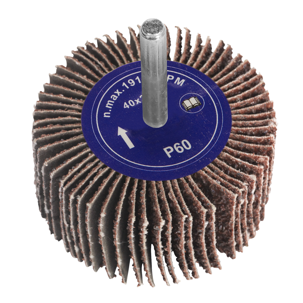 Abrasive Flap Wheel &#216;40 x 20mm 60Grit 6mm Shaft