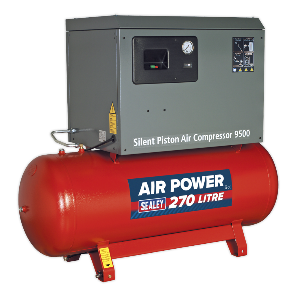 270L Low Noise Belt Drive Air Compressor with Cast Cylinders 7.5hp 2-Stage