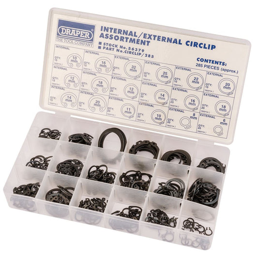 Internal and External Circlip Assortment (285 Piece)