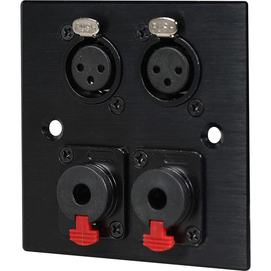 2 x Female XLR & 2 x 6.3mm Microphone Jack wall plate Metal