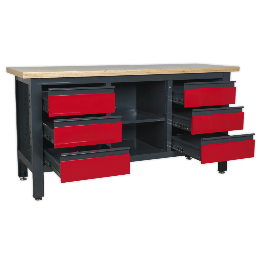 Workbench with 6 Drawers & Open Storage