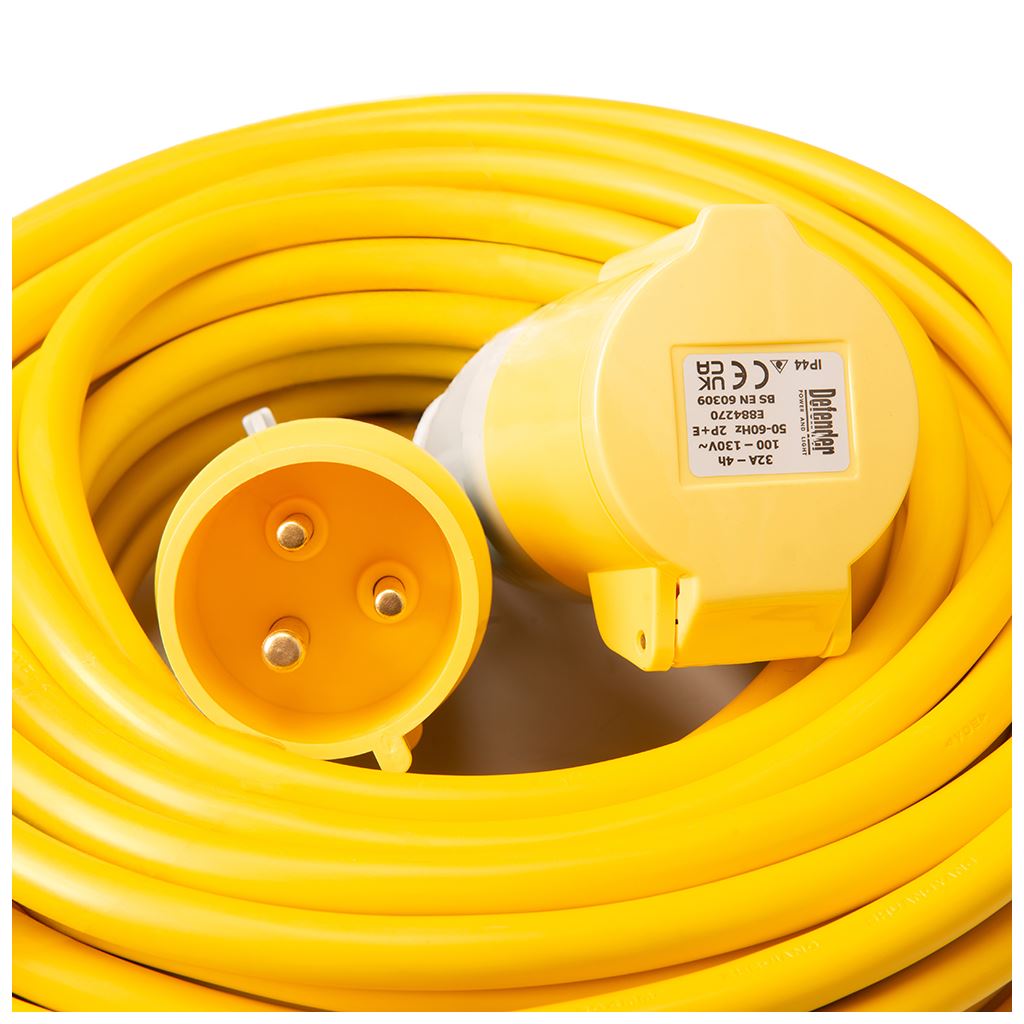 Defender Extension Lead Yellow 4mm2 32A 25m - 110V