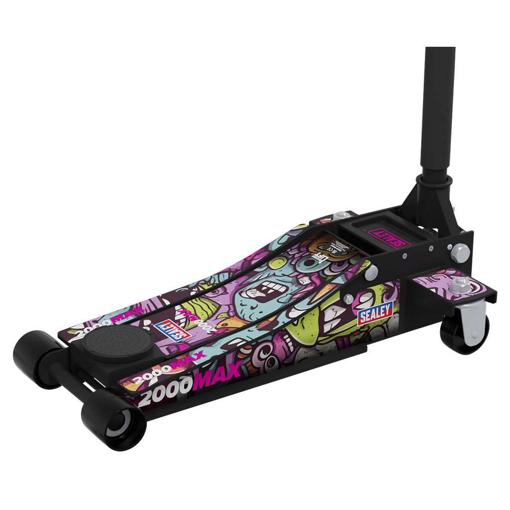 Low Profile Custom Design Trolley Jack with Rocket Lift 2 Tonne - Black